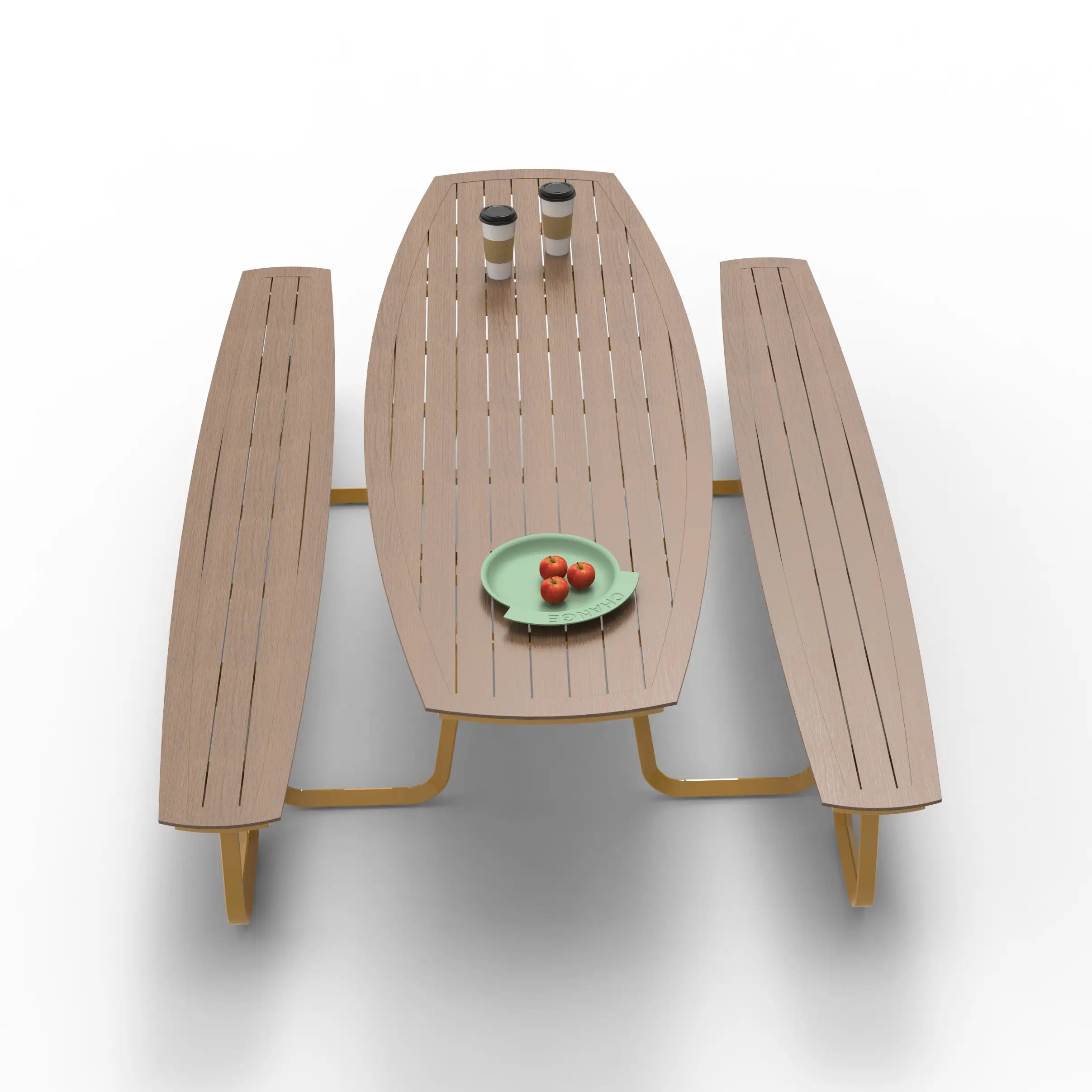 Monument Aluminum Outdoor Picnic Table with Teak Top