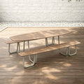 Monument Aluminum Outdoor Picnic Table with Teak Top