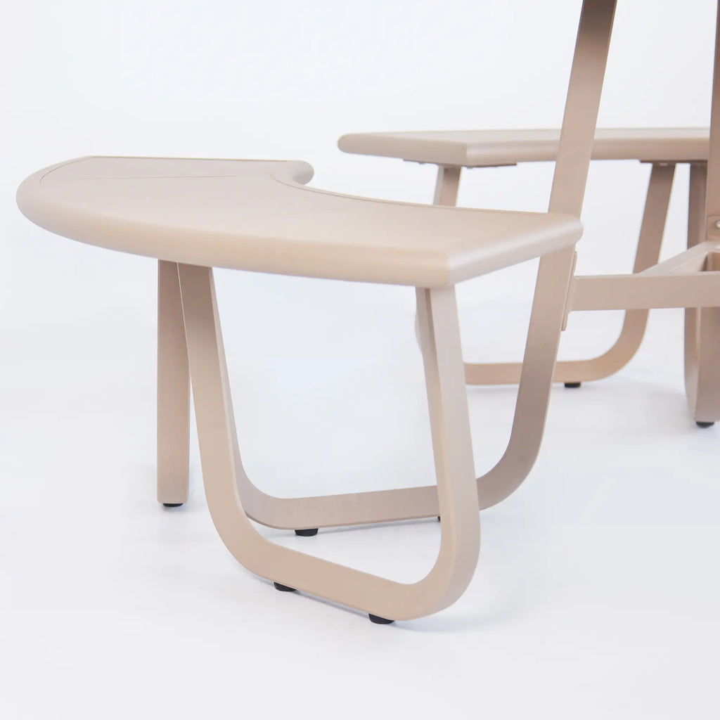 Monument Aluminum Round Outdoor Picnic Table with Teak Top