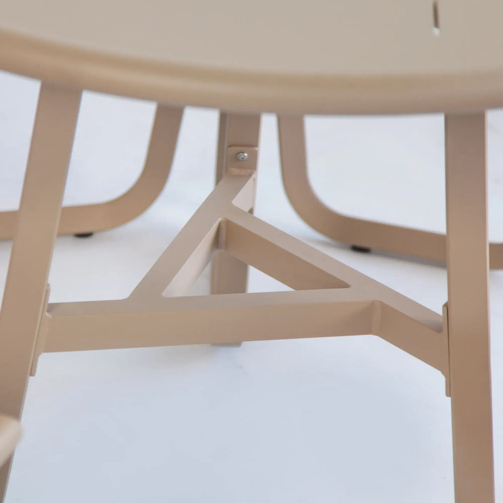 Monument Aluminum Round Outdoor Picnic Table with Teak Top