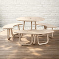 Monument Aluminum Round Outdoor Picnic Table with Teak Top
