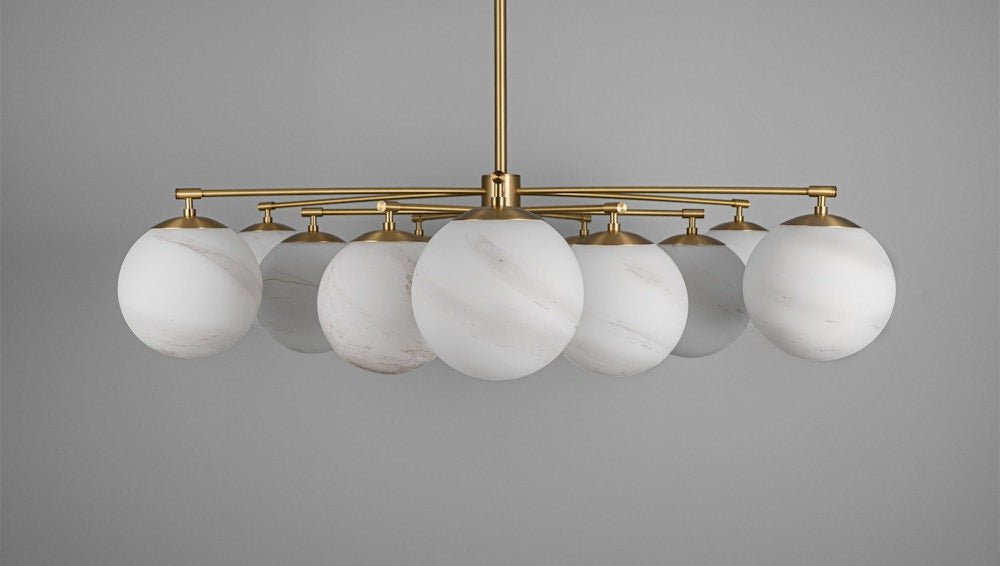 Orion Oval Flush Mount Base Chandelier Ø47.8″ - Black gunmetalBorosilicate Transparent Ribbon Glass Luxvena