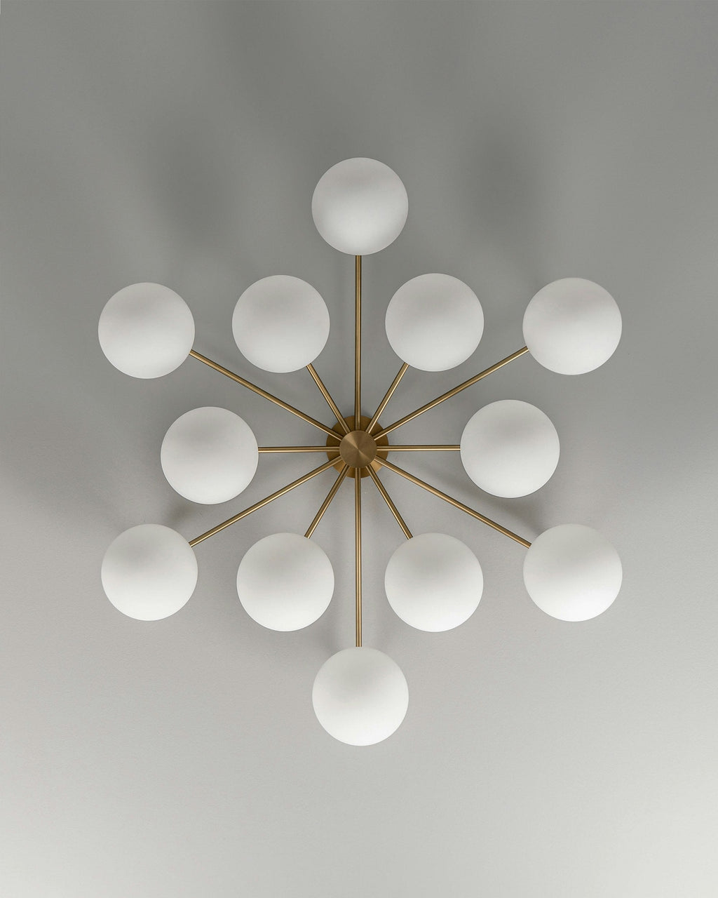 Orion Oval Flush Mount Base Chandelier Ø47.8″ - Lacquered burnished brassSoda Lime Triplex Opal Matte Glass Luxvena