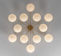 Orion Oval Flush Mount Base Chandelier Ø47.8″ - Lacquered burnished brassSoda Lime Triplex Opal Matte Glass Luxvena