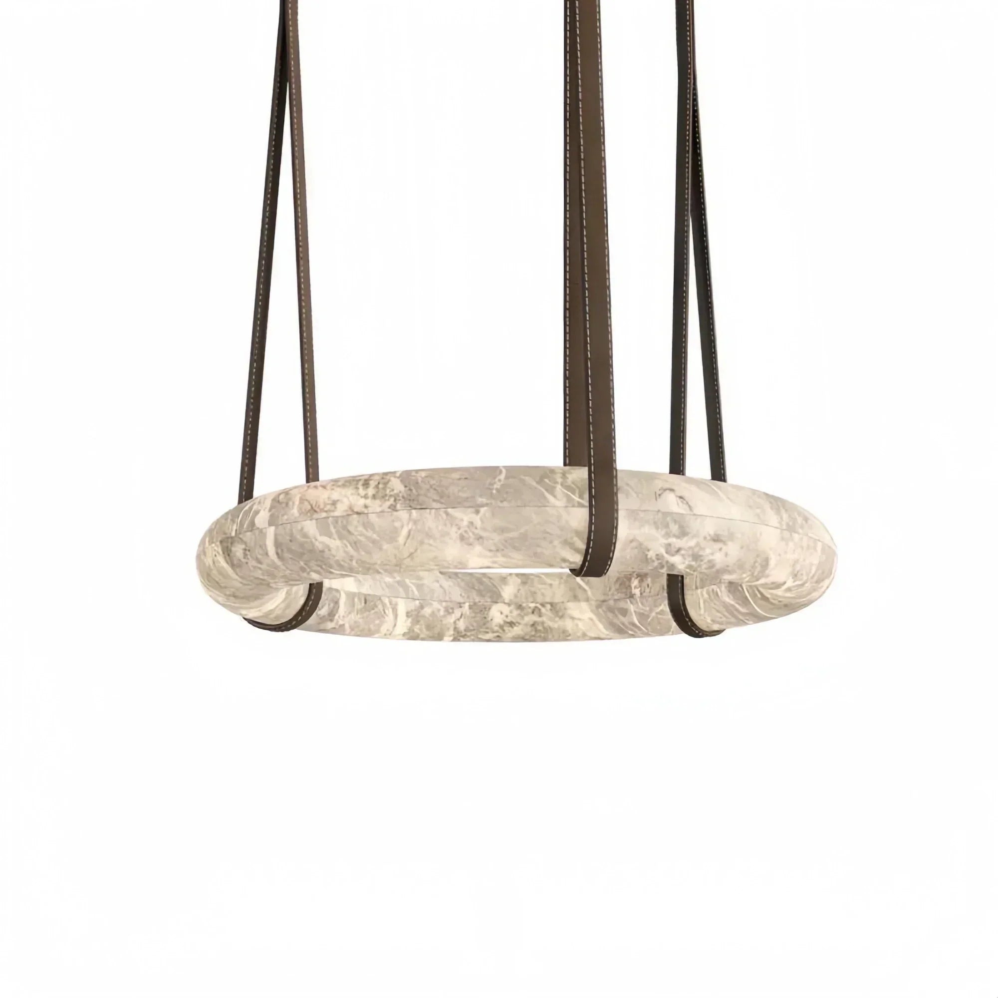 Oslo L1P Pendant Alabaster Chandelier, Halo Ring Chandelier With canopy Over Dining Table-Chandelier-19.7" D Single Ring - Luxvena