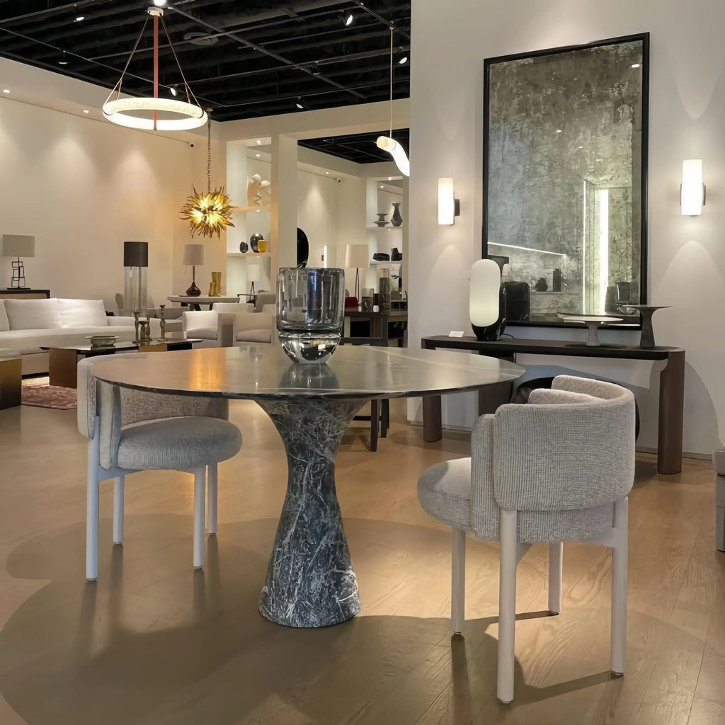Oslo L1P Pendant Alabaster Chandelier, Halo Ring Chandelier With canopy Over Dining Table-Chandelier - Luxvena
