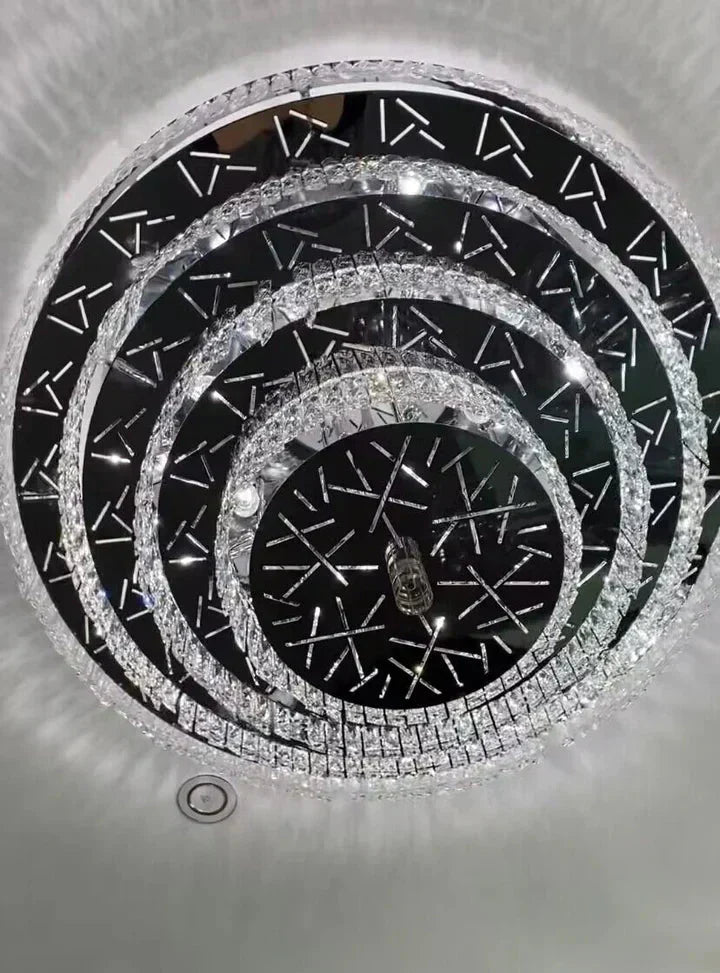 Oversized Modern Creative Flush Mount Round Multi-layers Crystal Pendant Chandelier for Living/Dining Room/Hallway - Luxvena - Luxvena