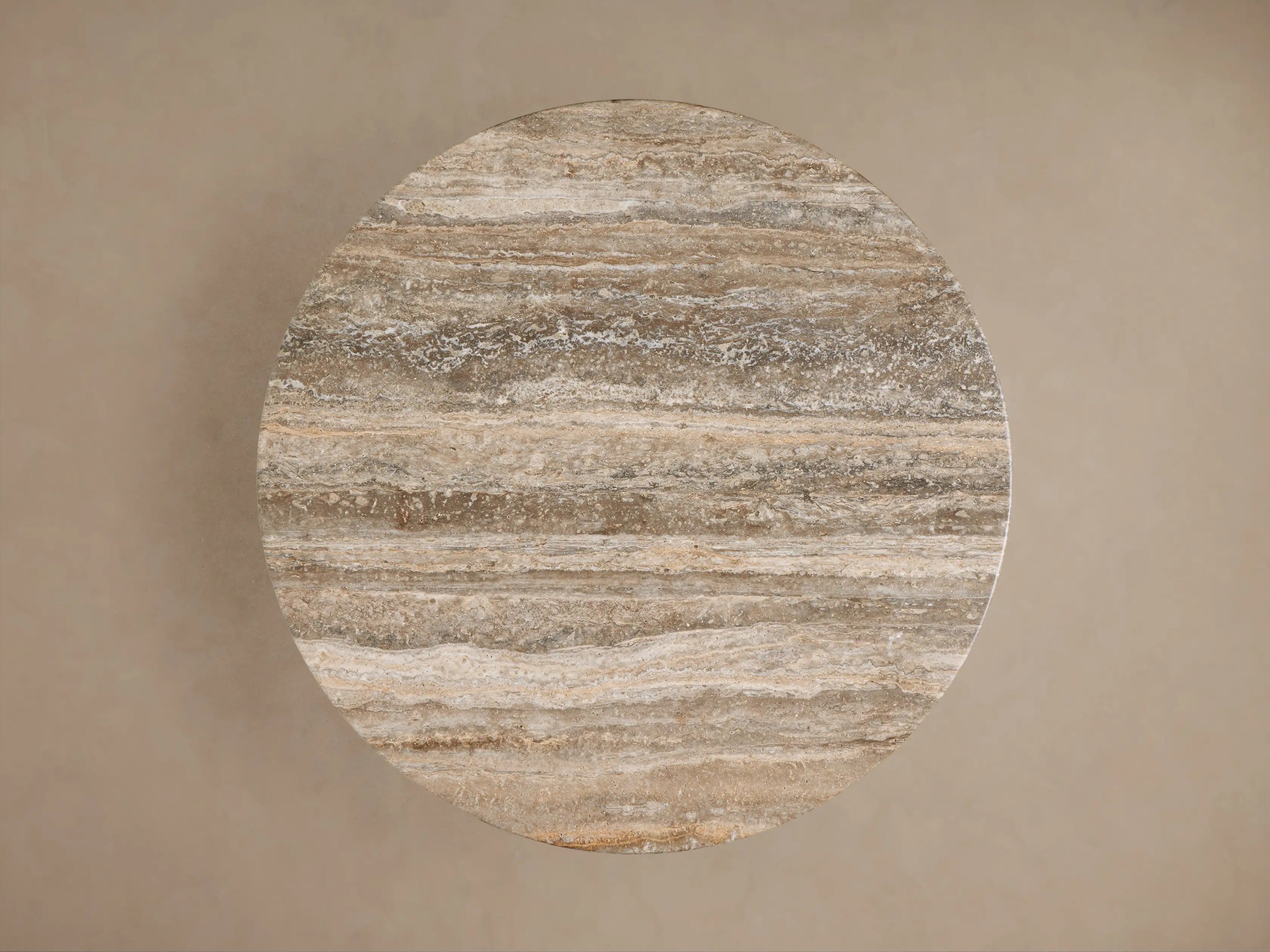 Perth Stone Bistro Table in Travertine with Sculptural Pedestal Base
