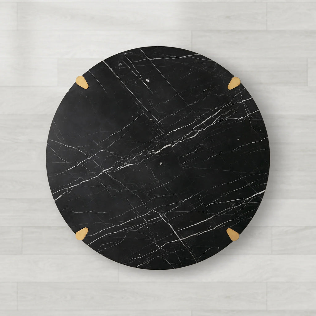 Pyet Round Marble Dining Table with Solid Oak Base