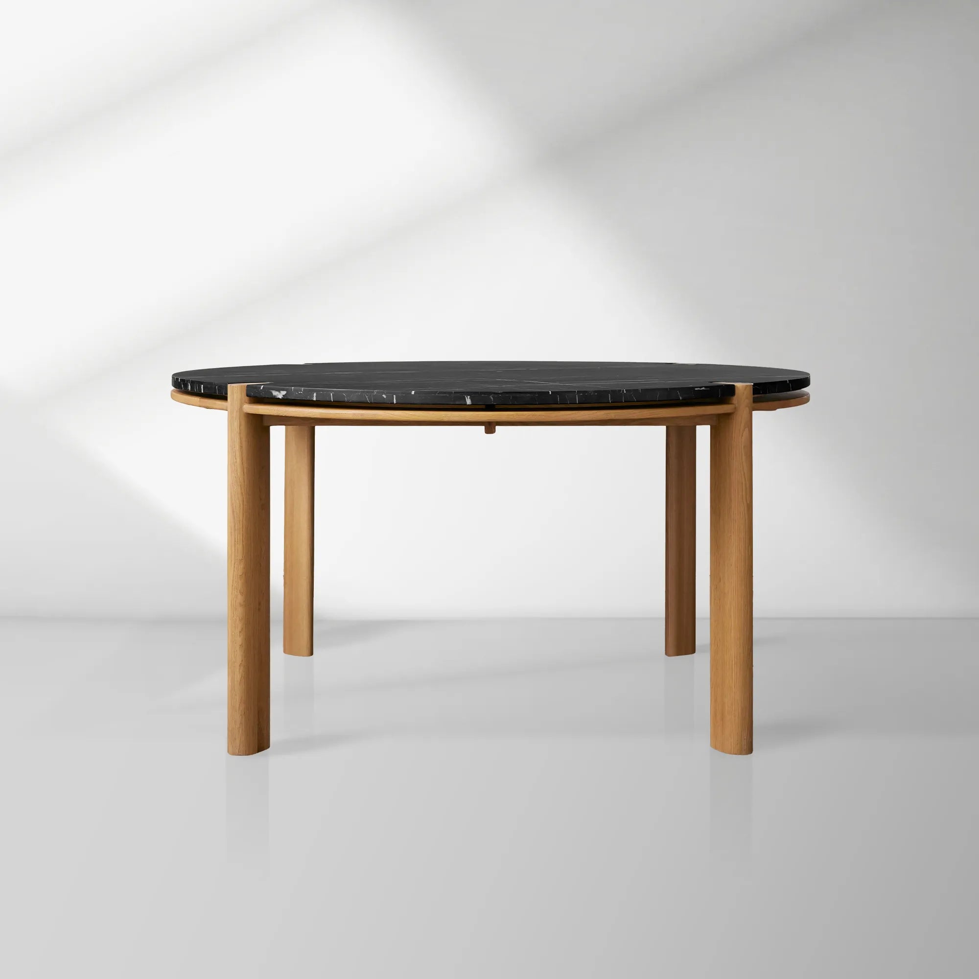 Pyet Round Marble Dining Table with Solid Oak Base