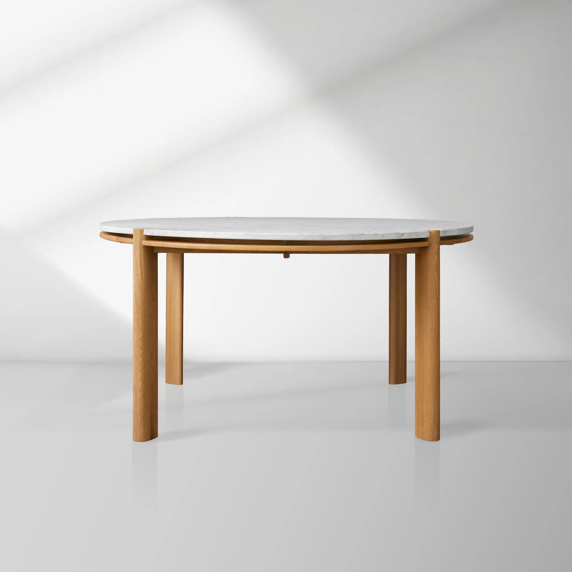 Pyet Round Marble Dining Table with Solid Oak Base