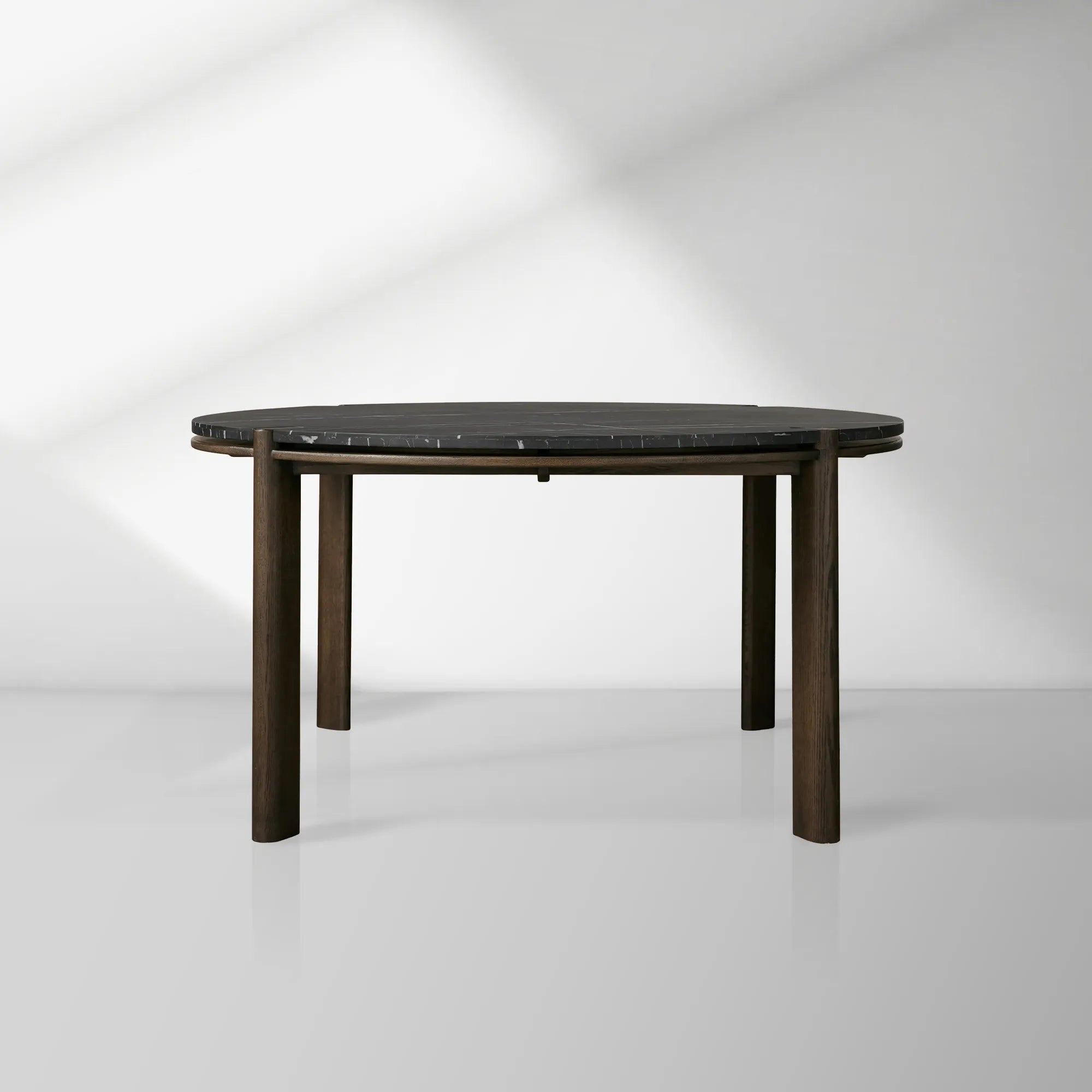 Pyet Round Marble Dining Table with Solid Oak Base