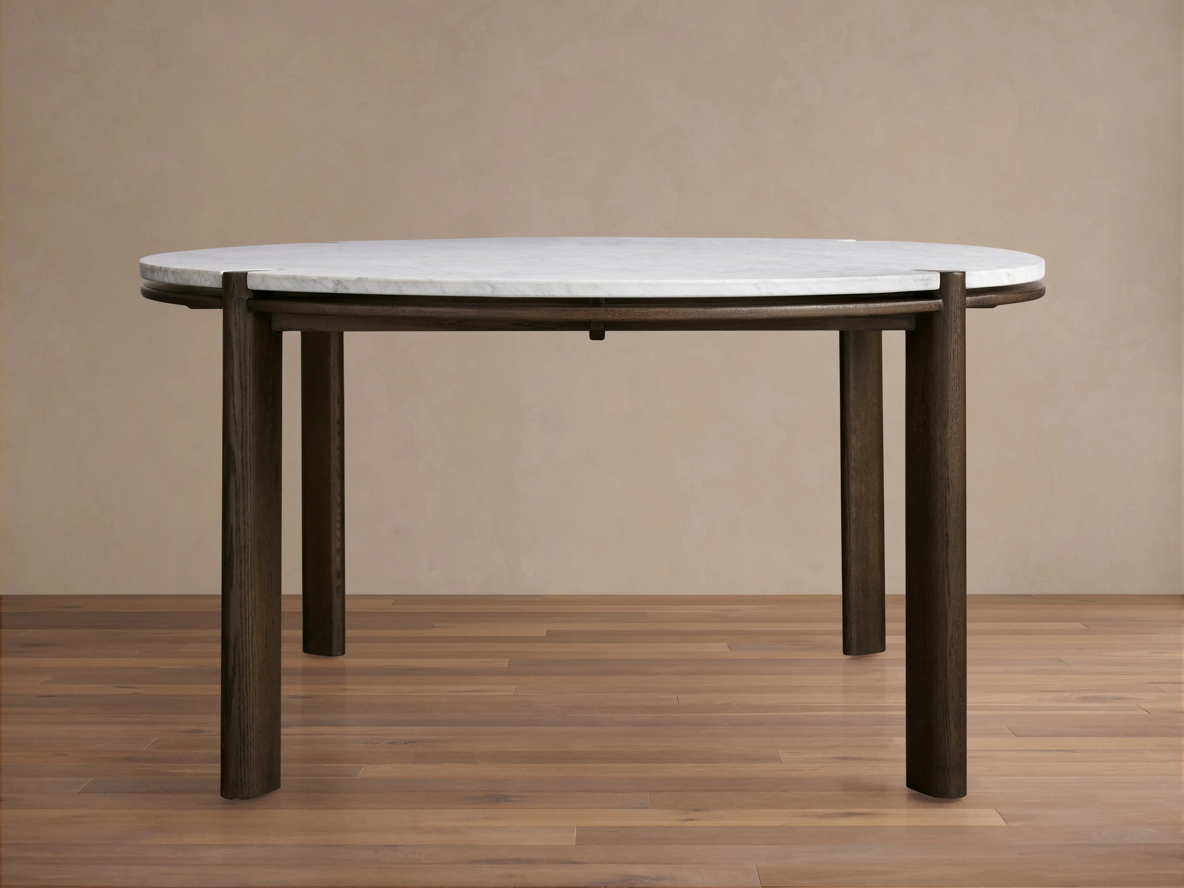 Pyet Round Marble Dining Table with Solid Oak Base