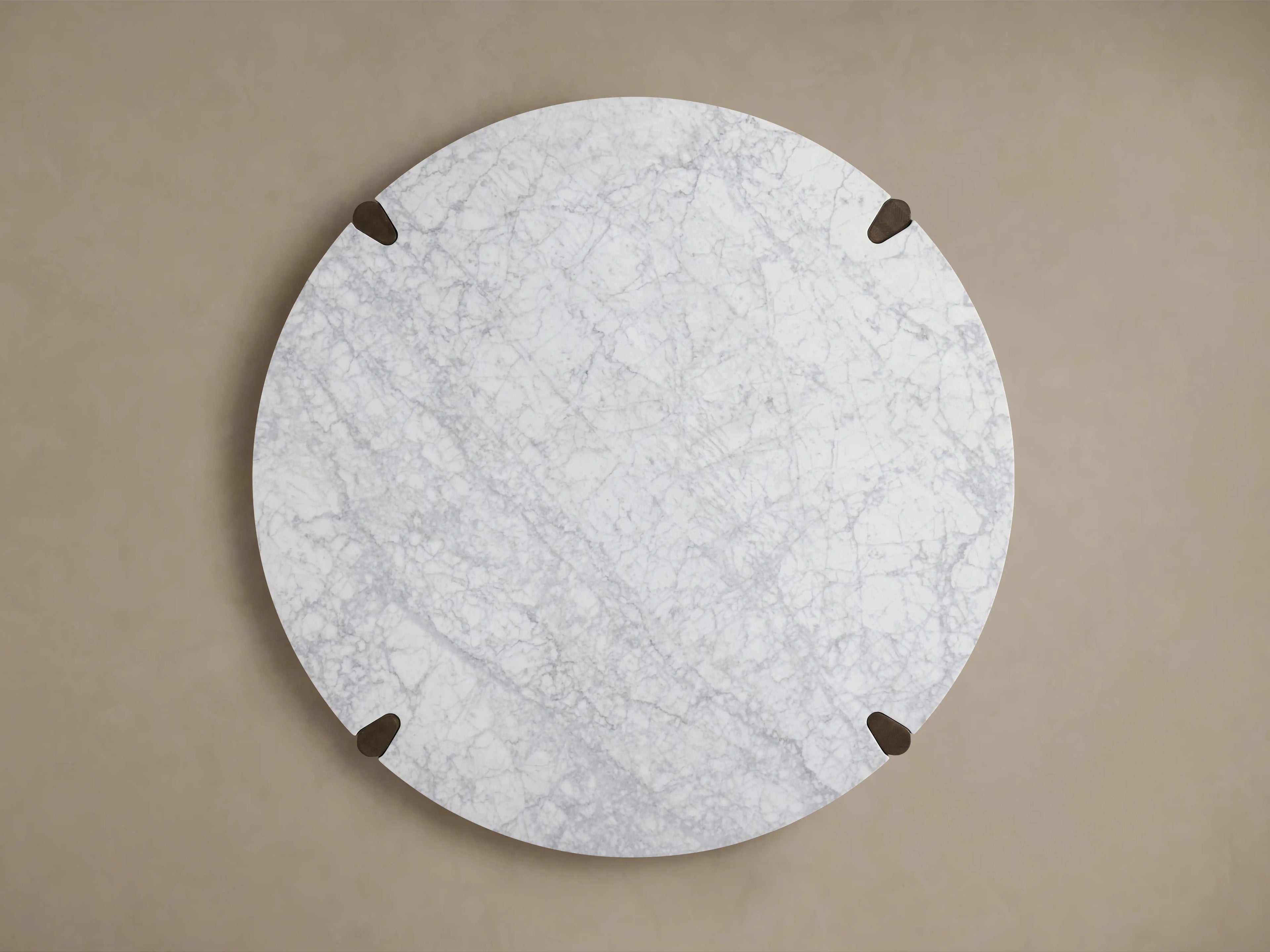 Pyet Round Marble Dining Table with Solid Oak Base