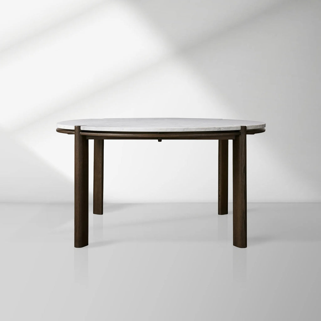 Pyet Round Marble Dining Table with Solid Oak Base