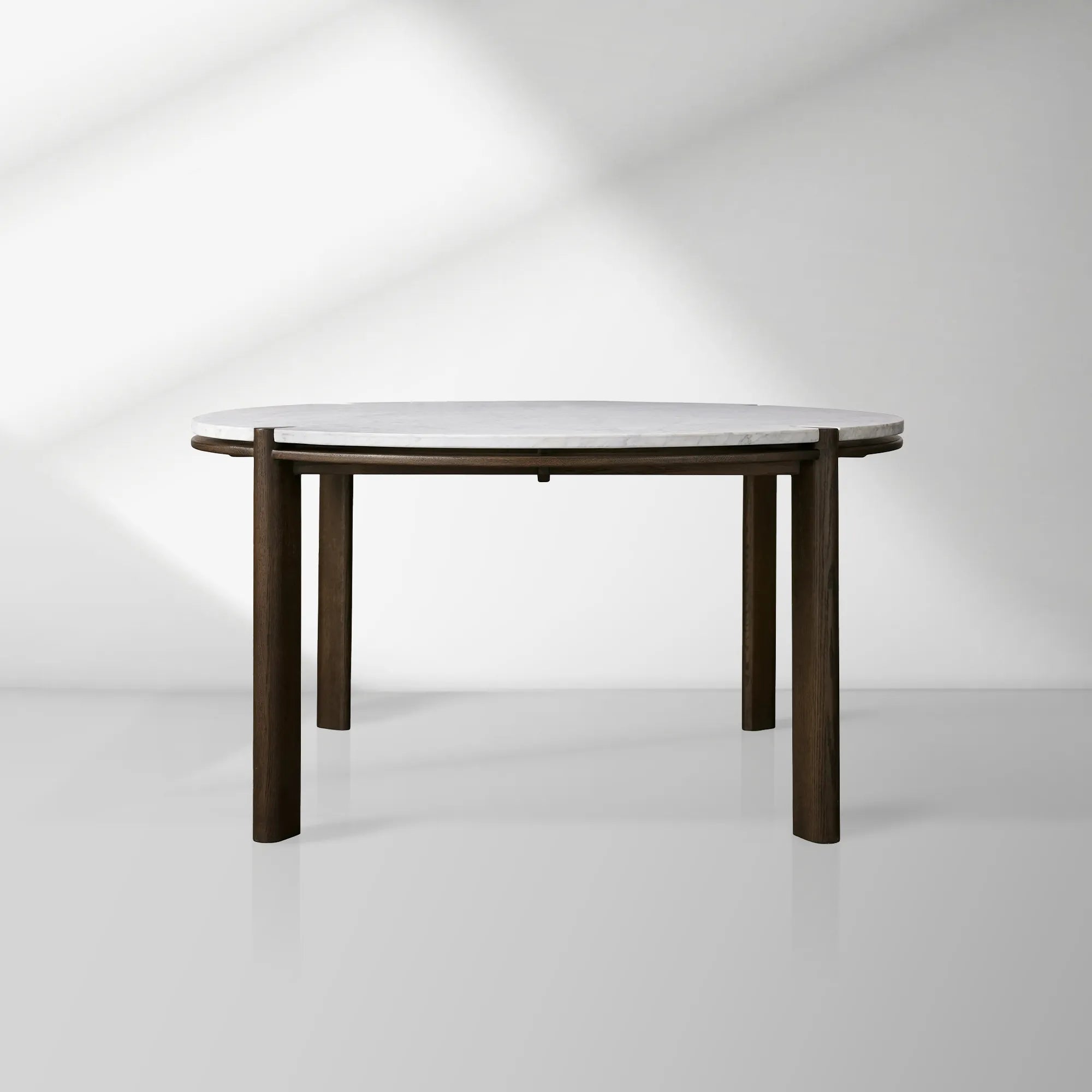 Pyet Round Marble Dining Table with Solid Oak Base