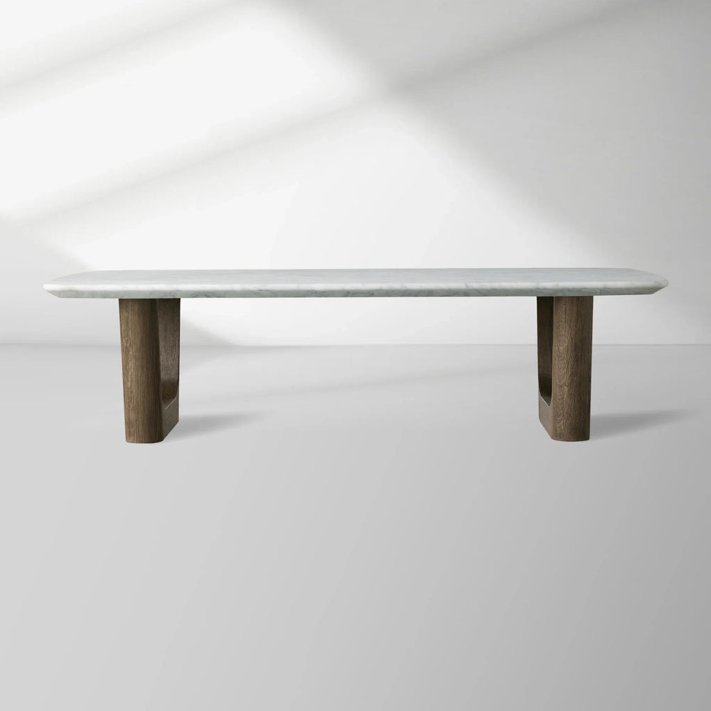 Saint Germain Stone Coffee Table with Rennes Base in Natural Stone