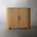 Astor Marble Top Hall Chest Oak Wood Sideboards Reeded Entrance Storage Cabinet
