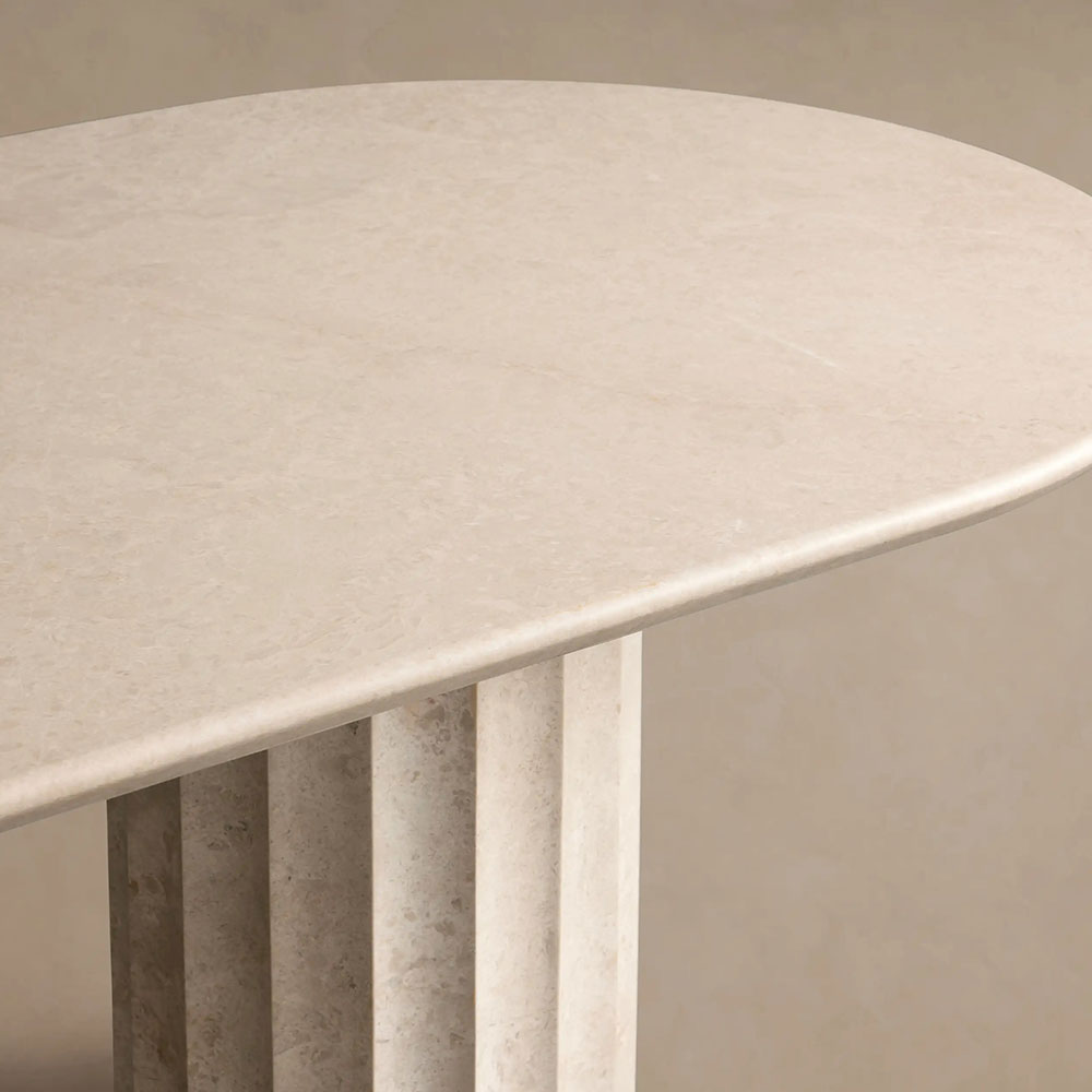 Danae Stone Dining Table With Marble Pedestal Base