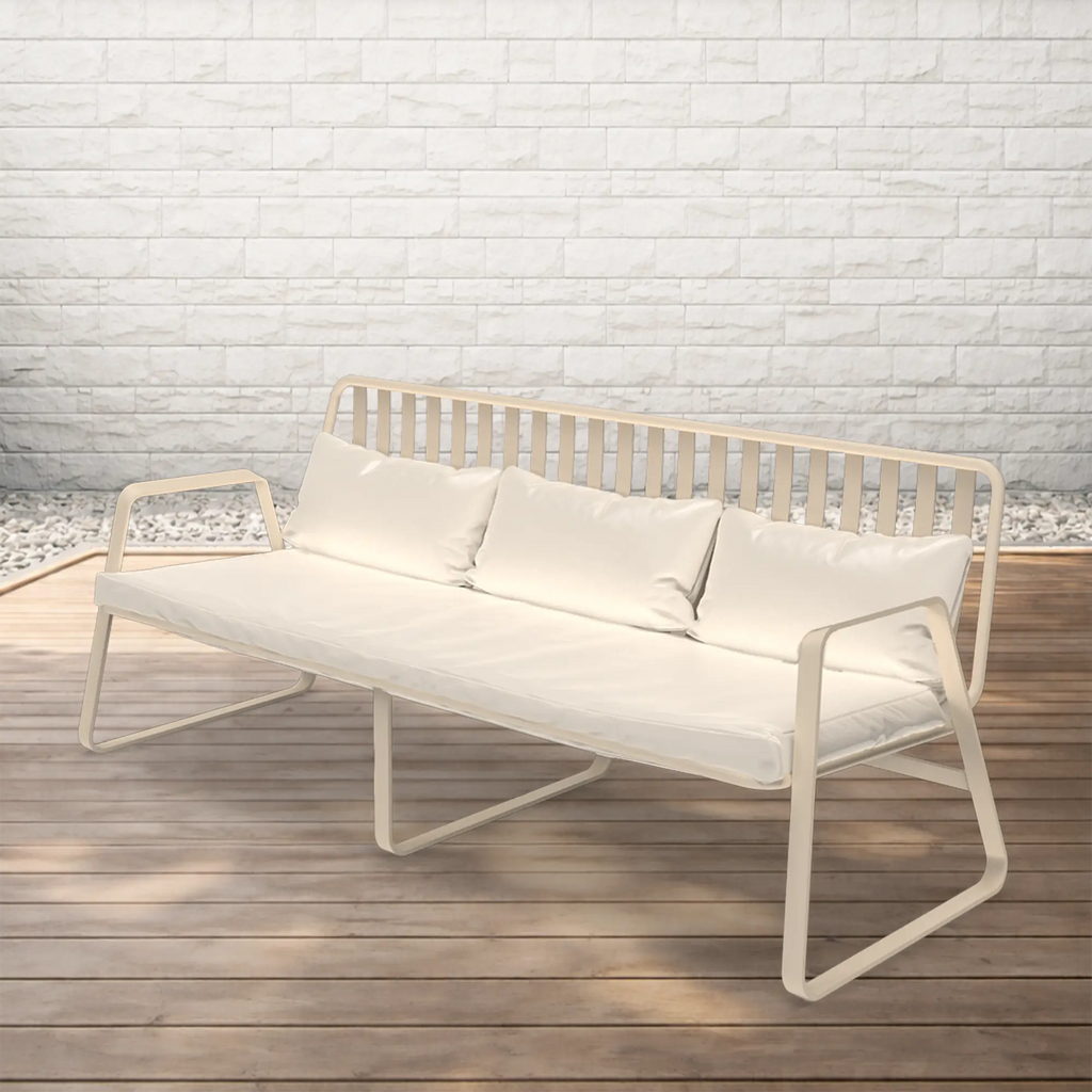 Striped Aluminum Outdoor Lounge Sofa with Water Repellent Cushions